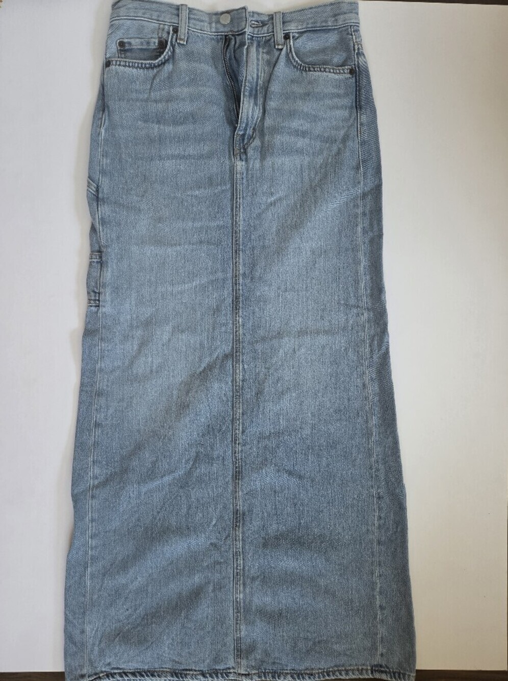 NWOT COS Light wash denim maxi skirt high waist floor length y2k 90s US 2